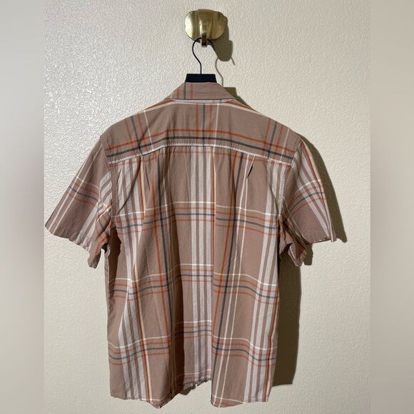 Carhartt Men's Short Sleeve Casual Plaid Shirt - Brown and Cream - Picture 2 of 6